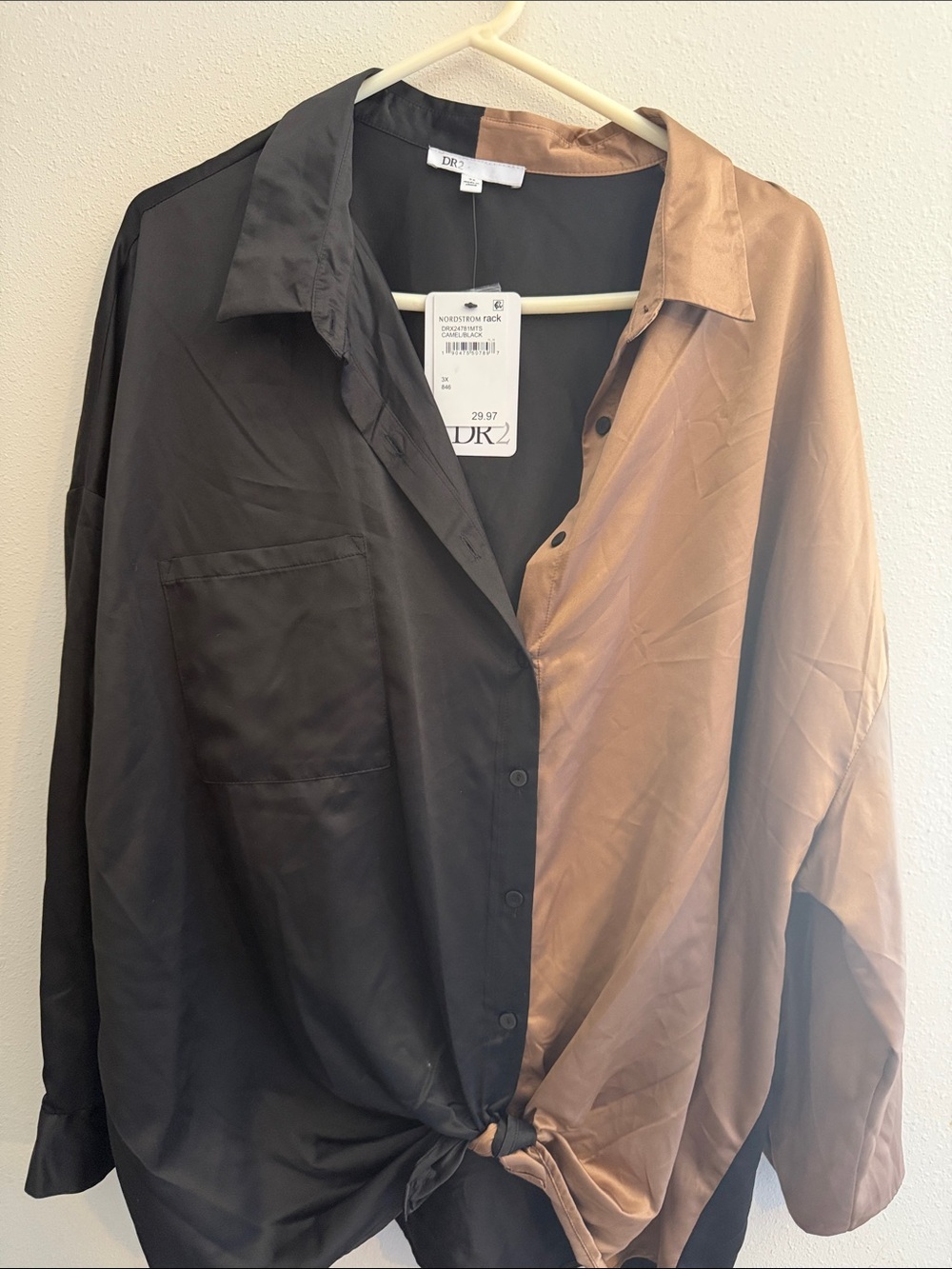 DR2 Two-Tone Black & Brown Women's Button-Down Shirt